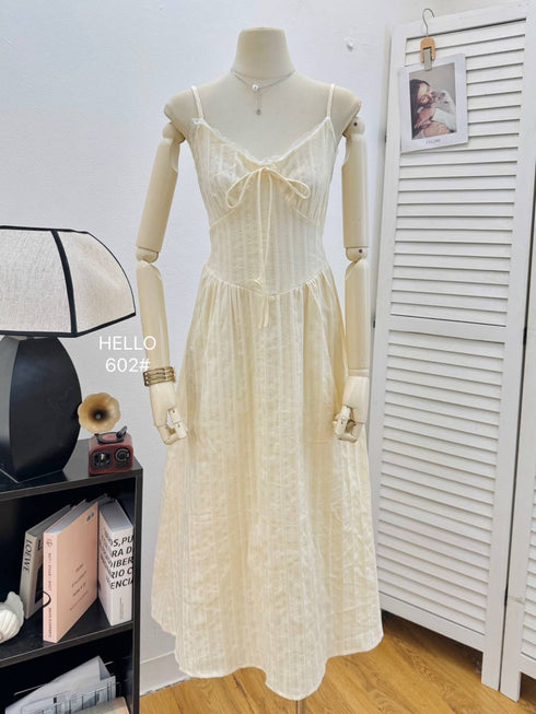 Cotton Spaghetti Straps Midi Dresses